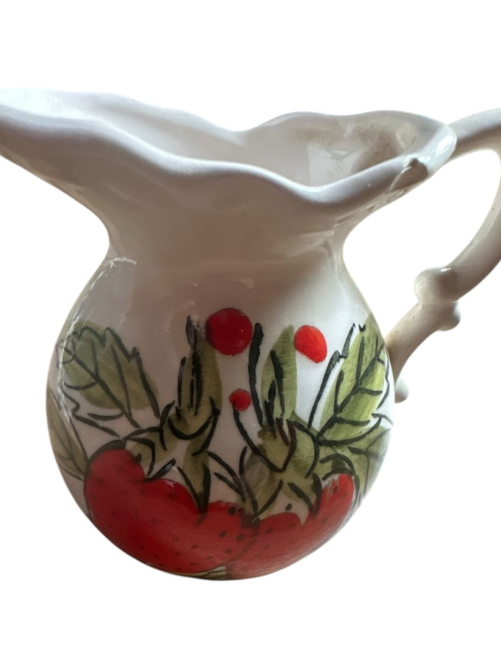 Vintage Hand Painted Japan Ceramic Strawberry Creamer / Small Vase - Picture 7 of 7